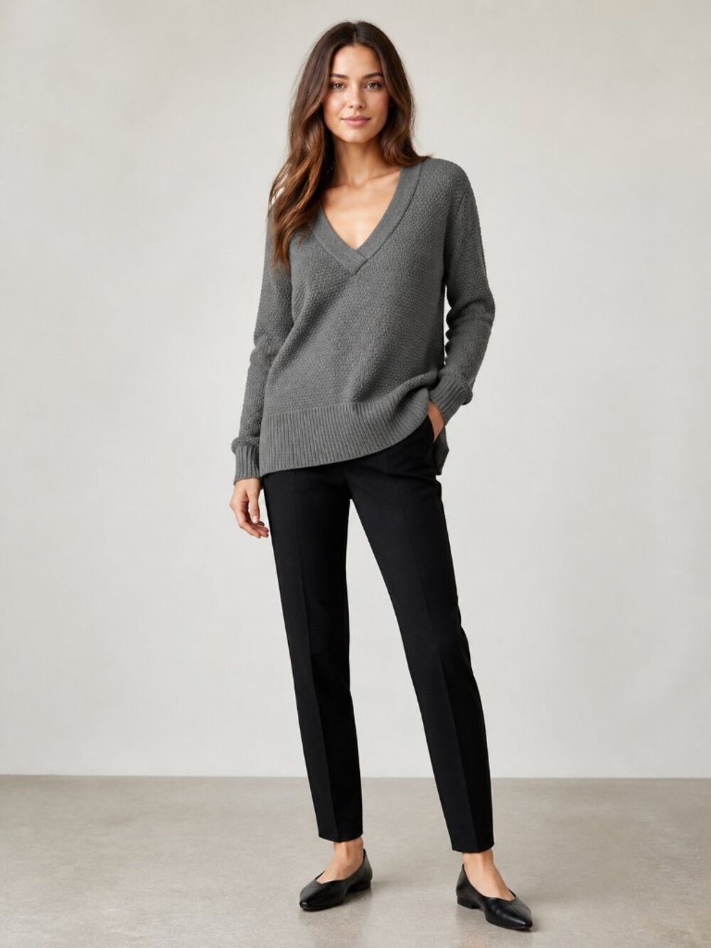 Wilfred Gray 100% Merino Wool V-Neck Sweater XXS